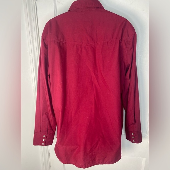 Vintage High Noon Red XL Western Shirt w Embroidered Cowboy Design & Pearl Snaps - Picture 5 of 5